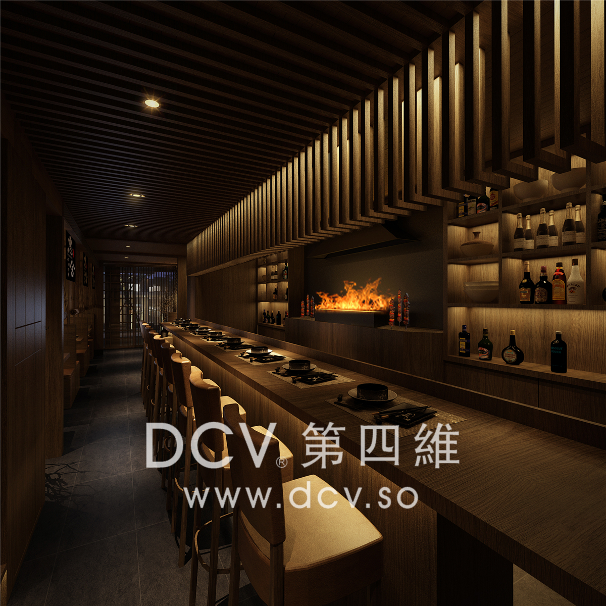 西安-惠舍.炉端烧日式料理（禾盛京广中心）怀旧雅风餐厅室内装修设计